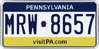 PA license plate MRW8657
