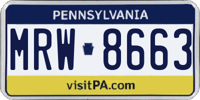 PA license plate MRW8663