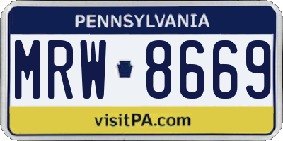 PA license plate MRW8669