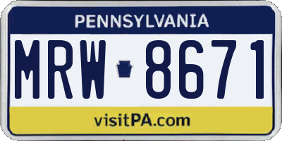 PA license plate MRW8671