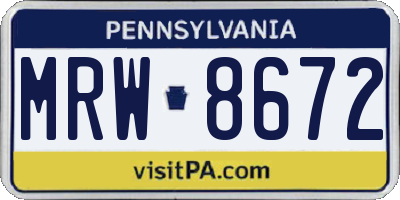 PA license plate MRW8672