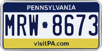 PA license plate MRW8673