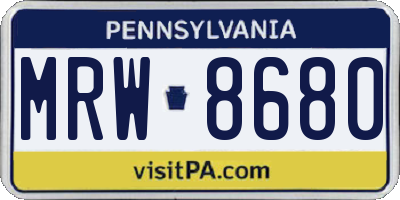 PA license plate MRW8680
