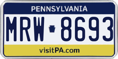 PA license plate MRW8693