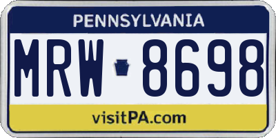 PA license plate MRW8698