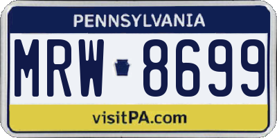 PA license plate MRW8699