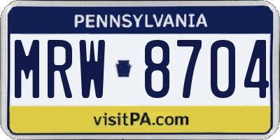 PA license plate MRW8704