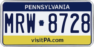 PA license plate MRW8728