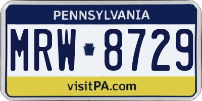 PA license plate MRW8729