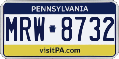 PA license plate MRW8732
