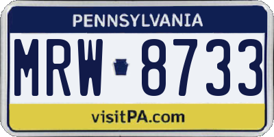 PA license plate MRW8733