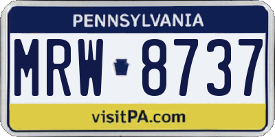 PA license plate MRW8737