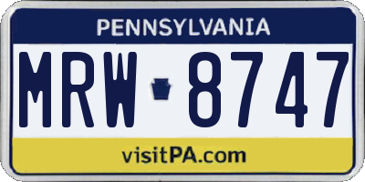 PA license plate MRW8747