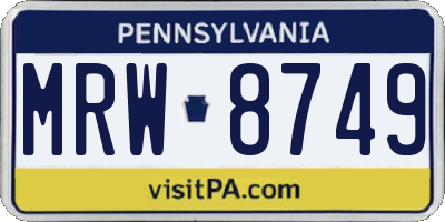 PA license plate MRW8749