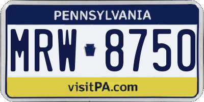 PA license plate MRW8750