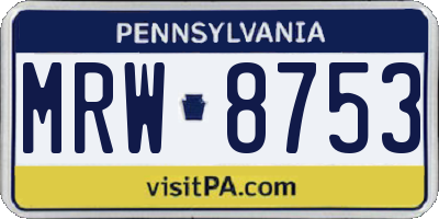 PA license plate MRW8753