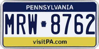 PA license plate MRW8762