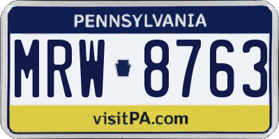 PA license plate MRW8763