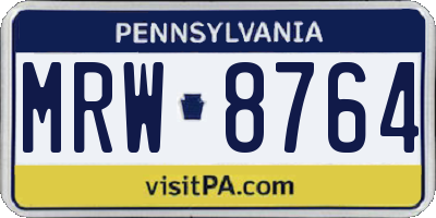 PA license plate MRW8764