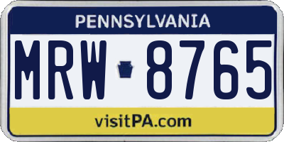 PA license plate MRW8765