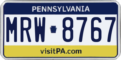 PA license plate MRW8767