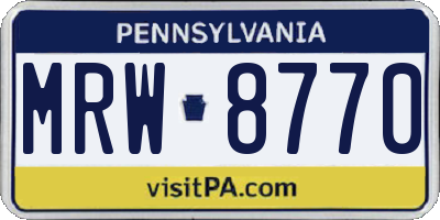 PA license plate MRW8770