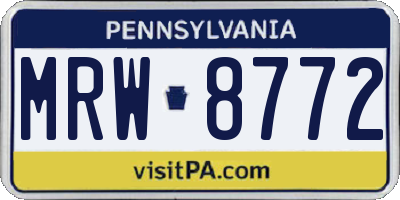 PA license plate MRW8772