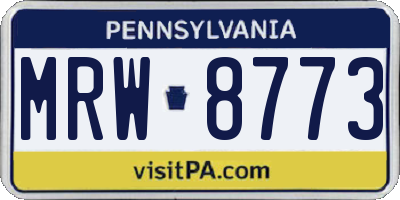 PA license plate MRW8773
