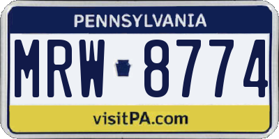 PA license plate MRW8774