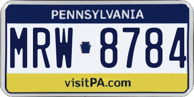 PA license plate MRW8784