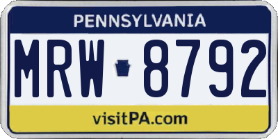 PA license plate MRW8792