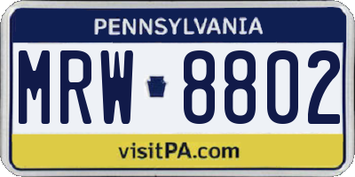 PA license plate MRW8802