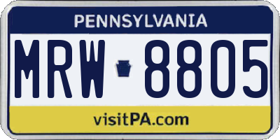 PA license plate MRW8805