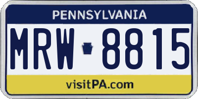 PA license plate MRW8815