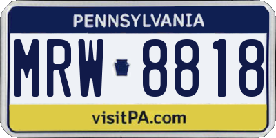 PA license plate MRW8818