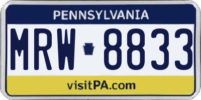 PA license plate MRW8833