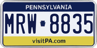 PA license plate MRW8835