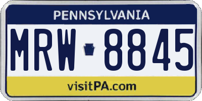 PA license plate MRW8845