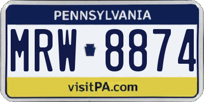 PA license plate MRW8874