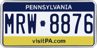 PA license plate MRW8876