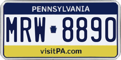 PA license plate MRW8890