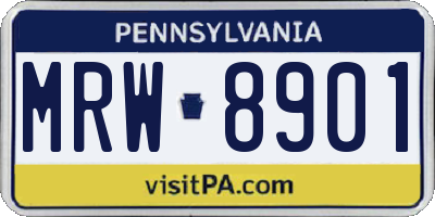 PA license plate MRW8901