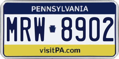 PA license plate MRW8902