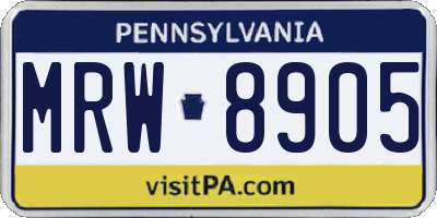 PA license plate MRW8905