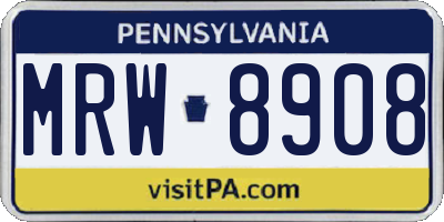 PA license plate MRW8908