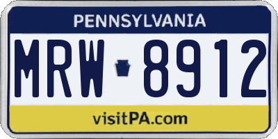 PA license plate MRW8912