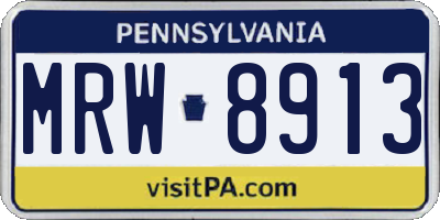 PA license plate MRW8913