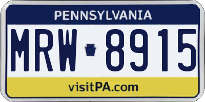 PA license plate MRW8915