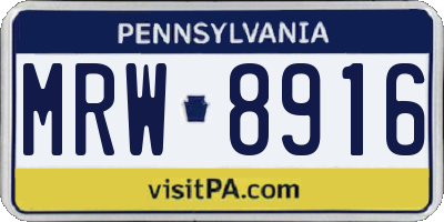PA license plate MRW8916