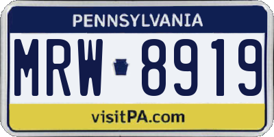 PA license plate MRW8919